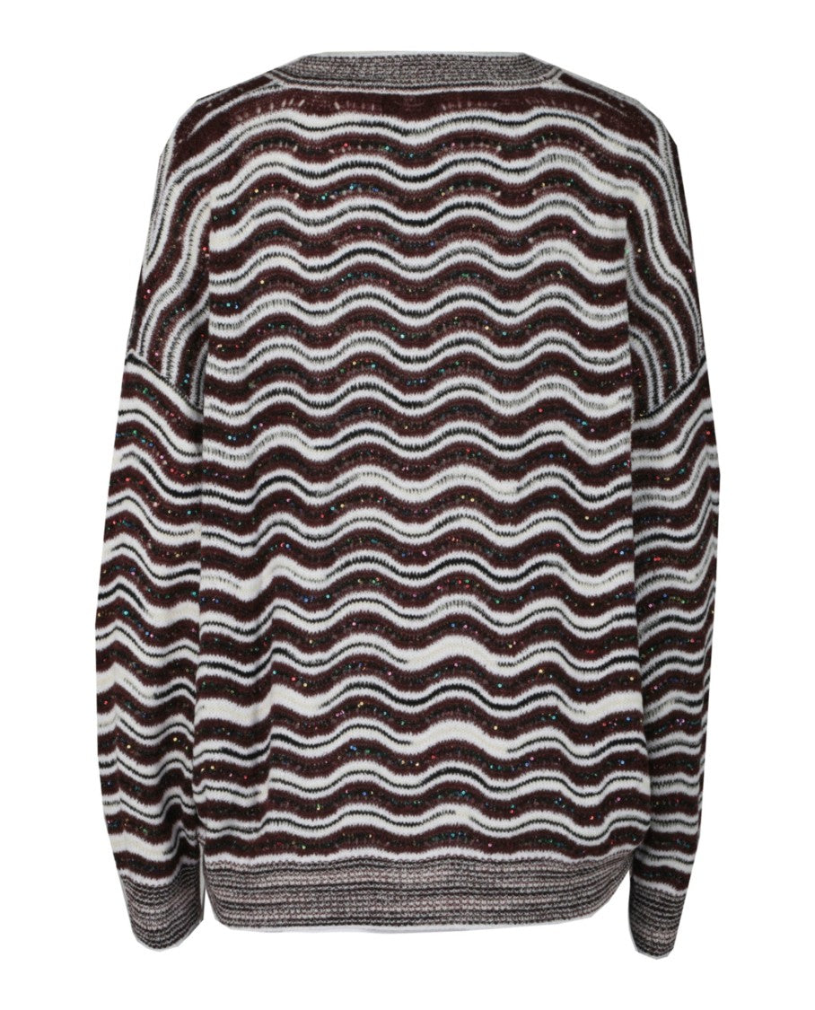 M Missoni Sequin Striped Oversized Sweater
