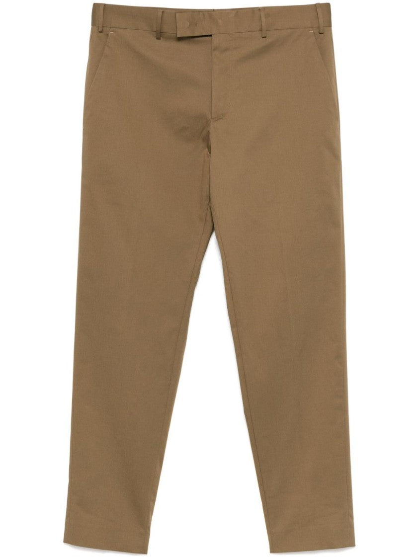 Pt Torino Caramel Brown Trousers With Hidden Closure