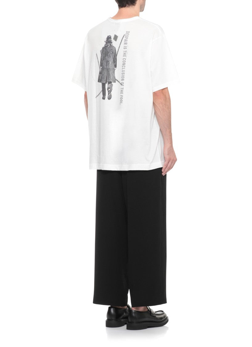 Yohji Yamamoto Cotton T-Shirt With Contrasting Graphic Print