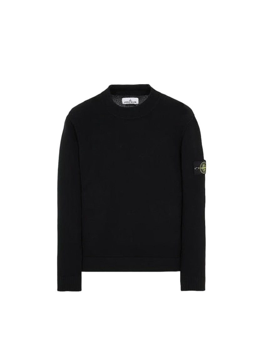 Stone Island Ribbed Turtleneck In Wool With Iconic Logo