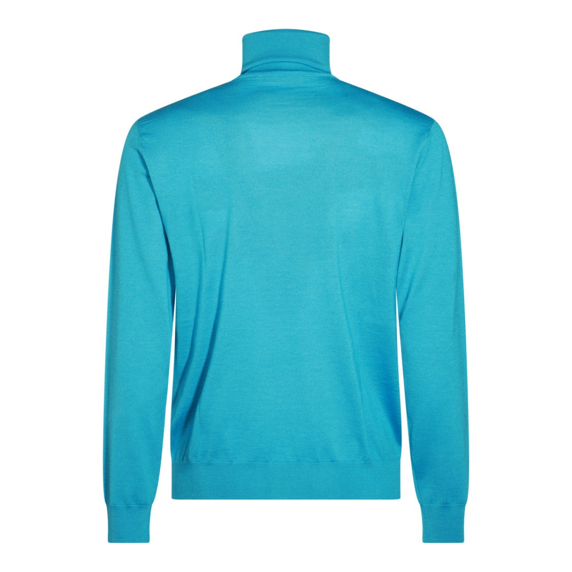 Valentino Light Blue Wool Knitwear With High Collar And Ribbed Details
