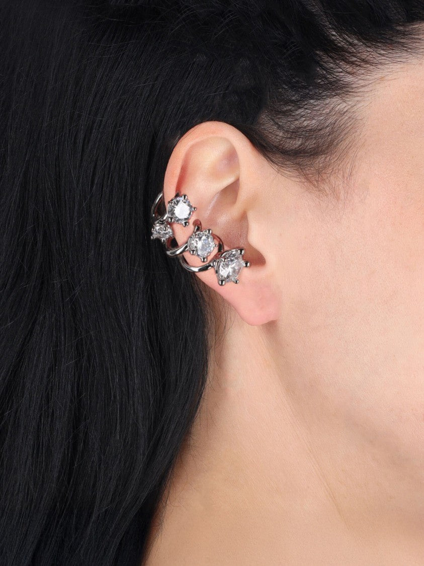 Panconesi "Constellation" Ear Cuff, In Silver-Plated Brass, Crystal Details.