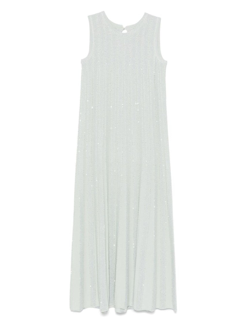 D. Exterior Pastel Green Chevron Knit Maxi Dress