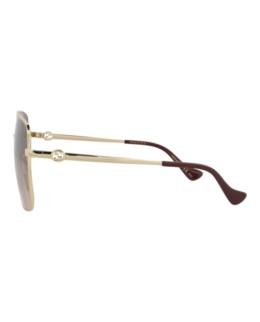 Gucci Aviator-Frame Metal Sunglasses With Gradient Lenses And Signature Logo