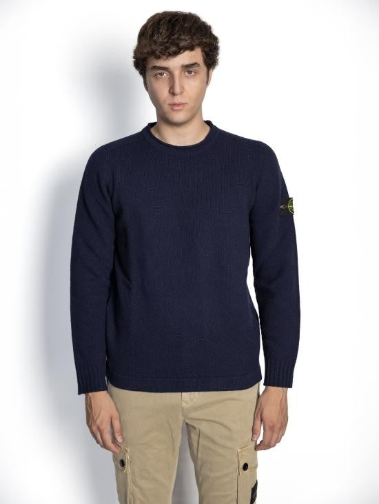 Stone Island Knit Crew Neck Sweater In Black