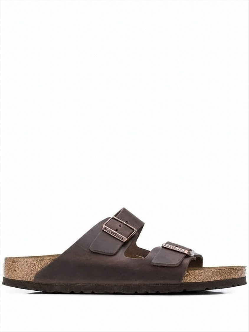 Birkenstock Classic Two-Strap Brown Leather Sandal With Adjustable Buckles