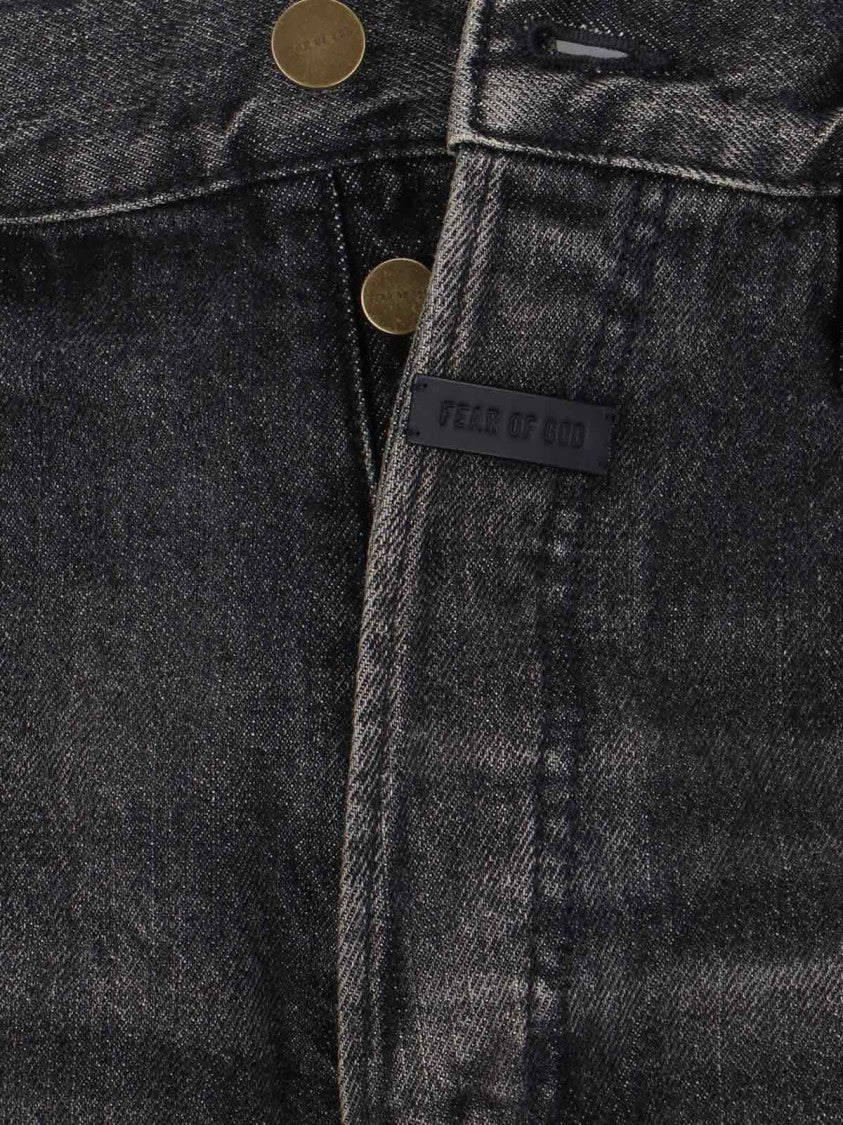 Fear Of God Straight-Leg Black Denim Jeans With Logo Detail