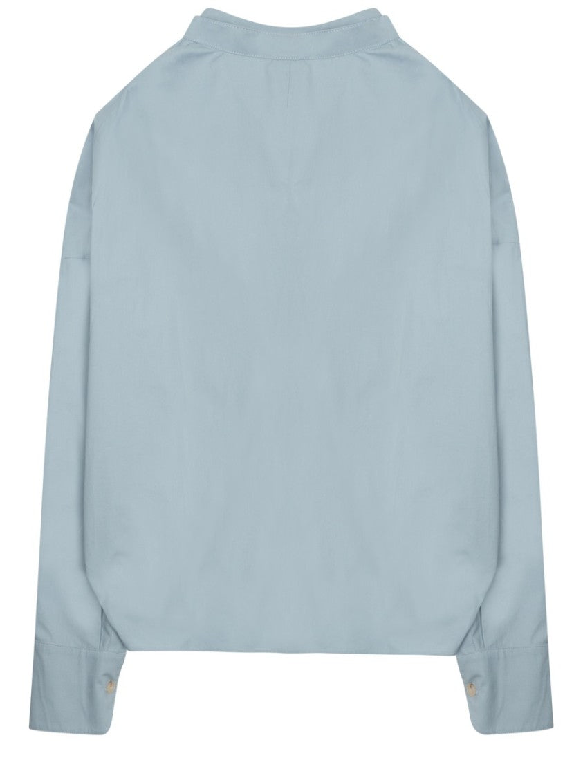 Alysi High Neck Bow Tie Cotton Blouse