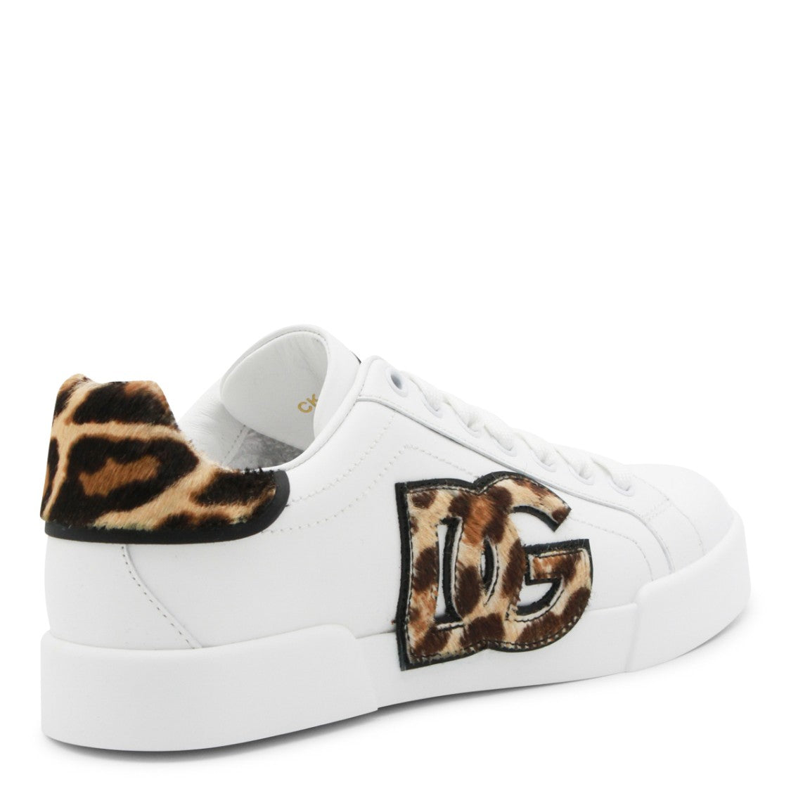 Dolce & Gabbana White And Leopard Leather Sneakers
