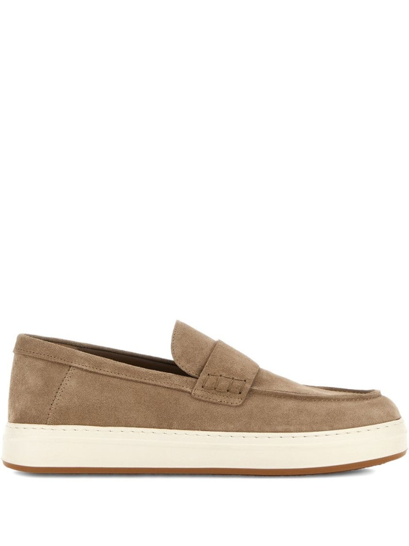 Hogan Penny Strap Suede Loafers With Contrast Rubber Sole