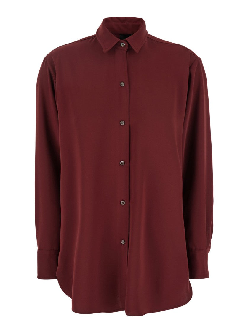 Plain Bordeaux Shirt With Classic Collar