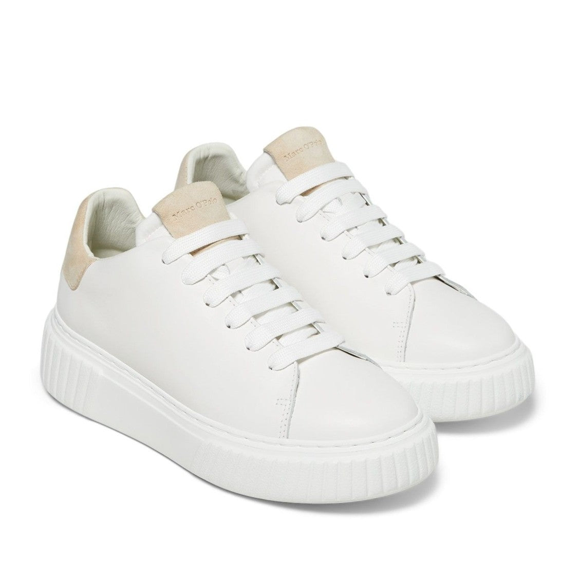 Marc O'polo White Svea Minimalist Suede-Accent Leather Sneakers