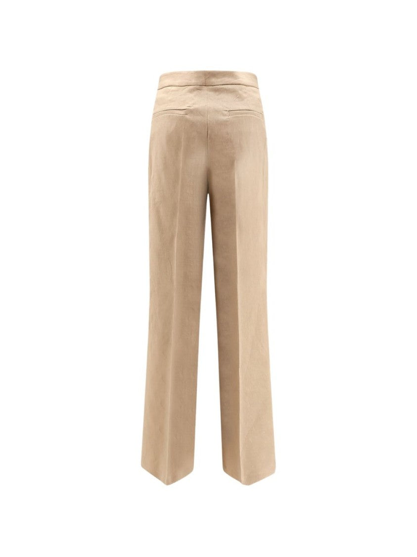 Pinko Beige Buttoned High-Waisted Wide-Leg Pants