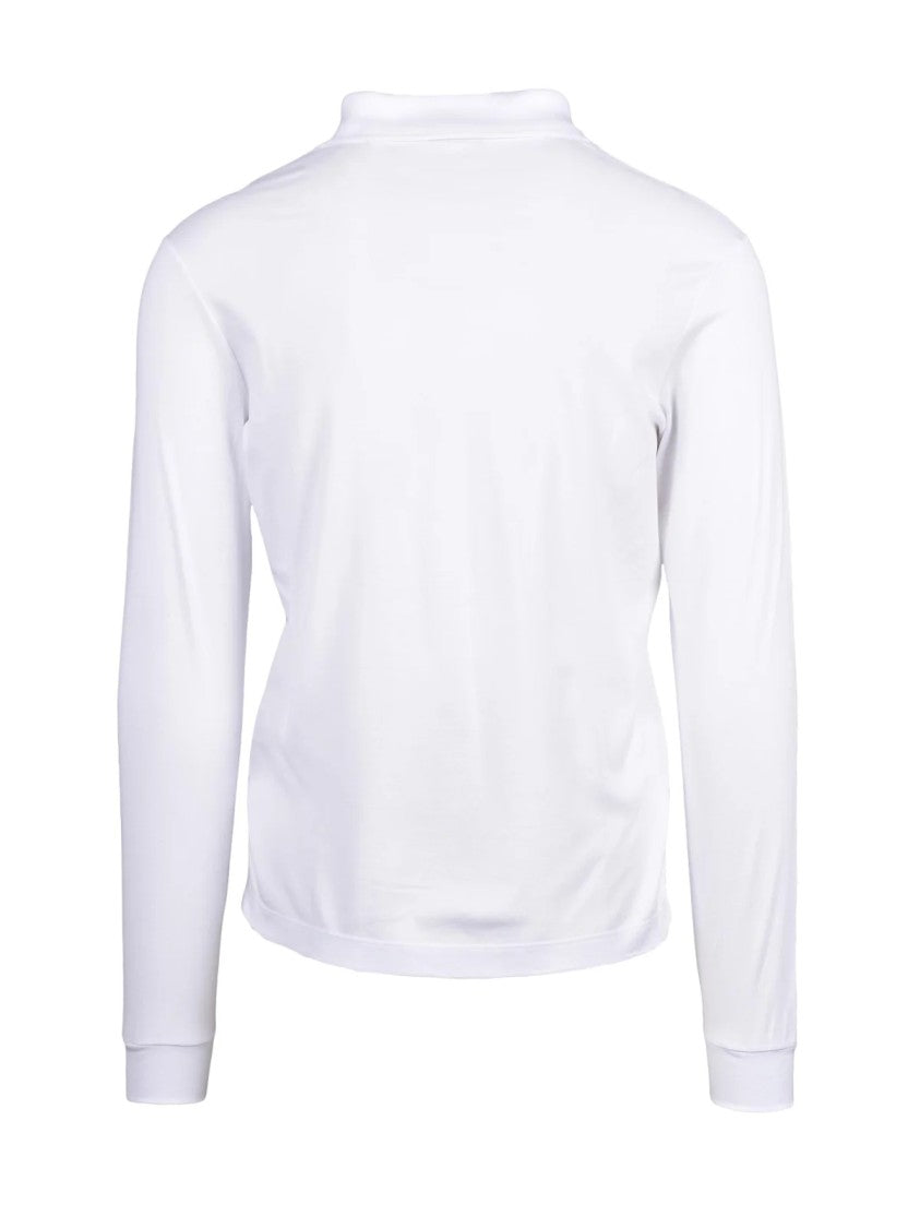 Paul & Shark White Long-Sleeve Cotton Polo Shirt