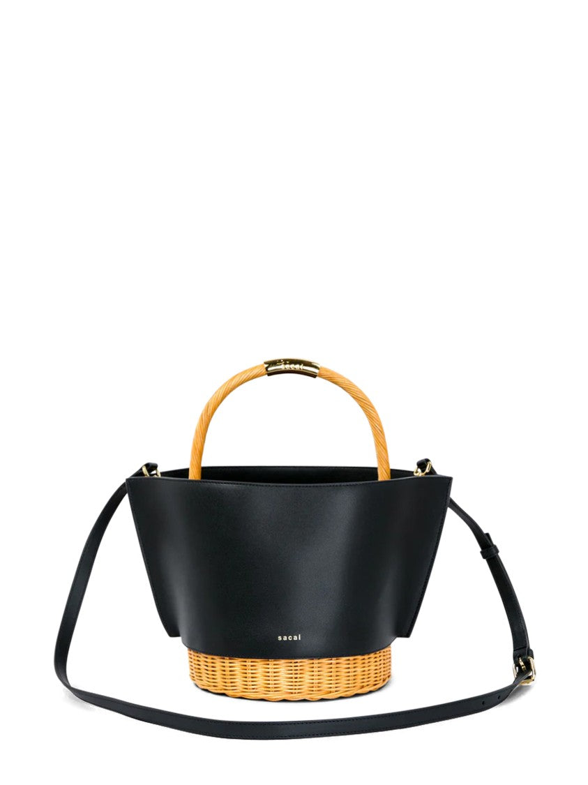 Sacai Medium Leather And Rattan Basket Ba