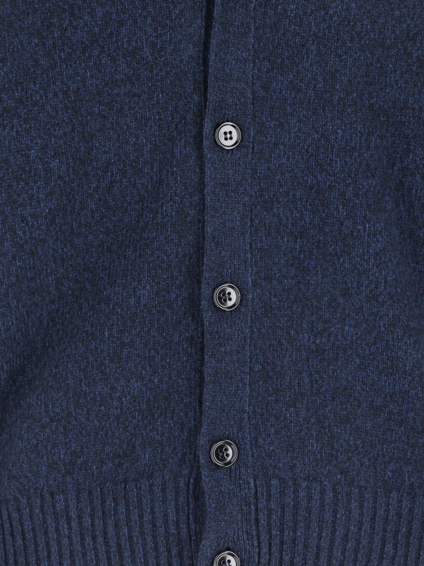 Ami Paris Classic Blue Cashmere V-Neck Cardigan