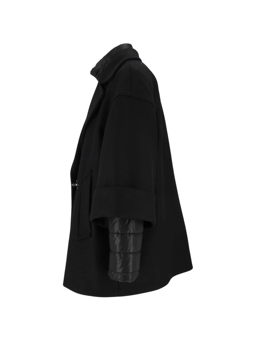 Fay Black Wool-Blend Detachable Gilet Coat
