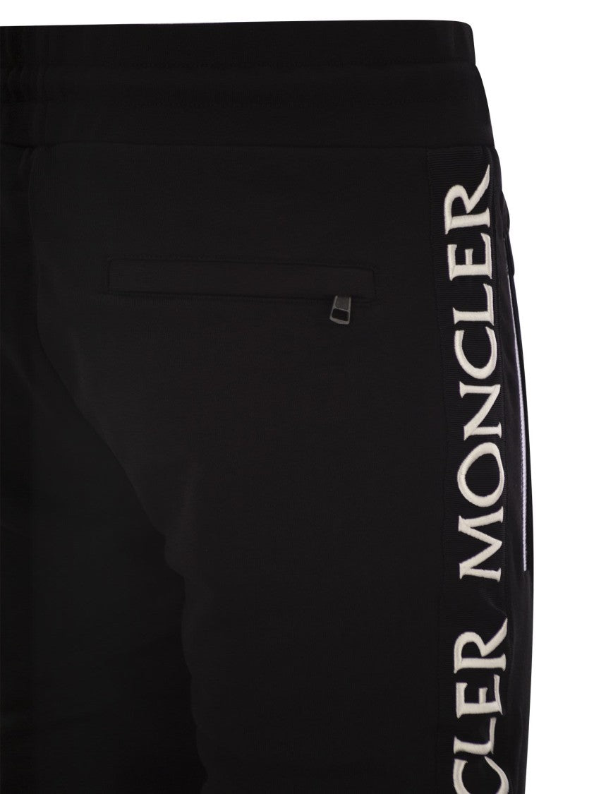 Moncler Black Cotton Fleece Trousers