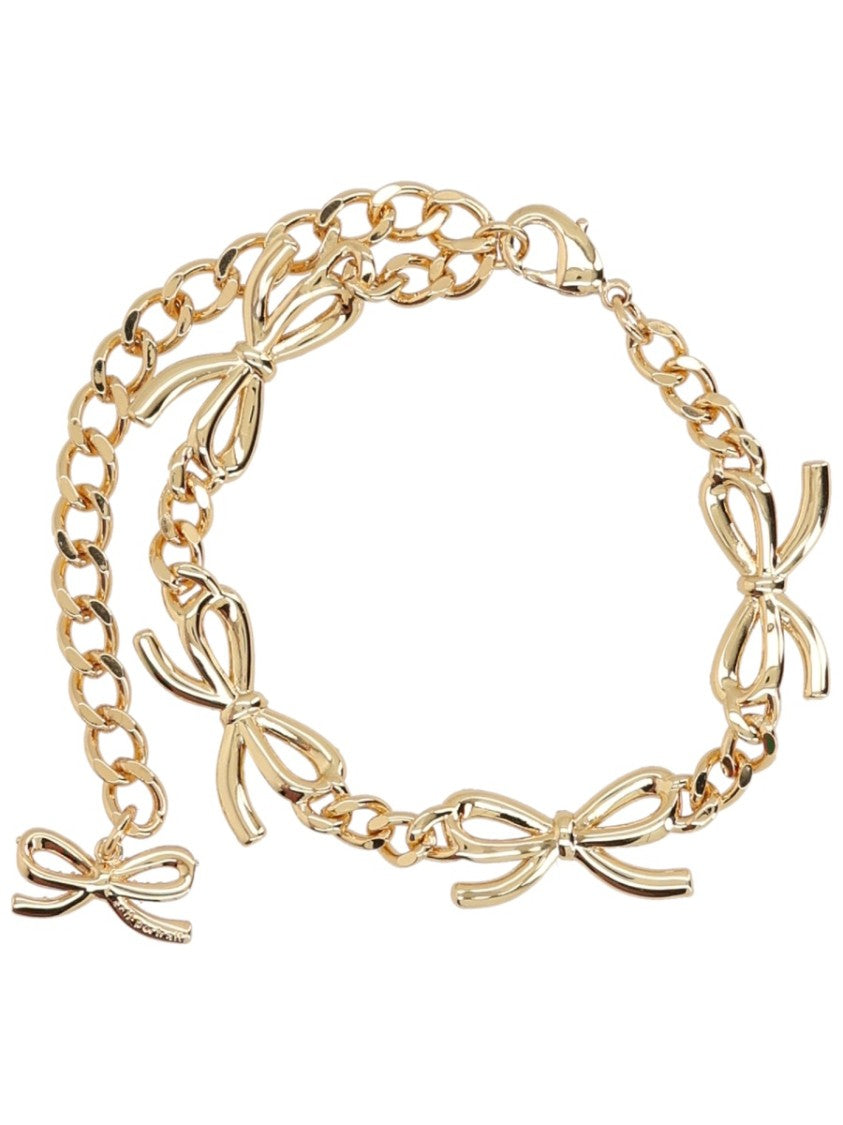 Self-Portrait Gold Crystal Bow Bracelet