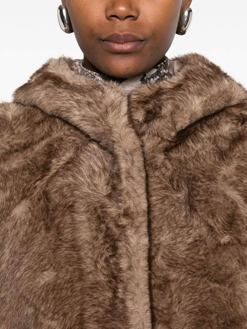 Betta Corradi Sleeveless Brown Faux Fur Coat