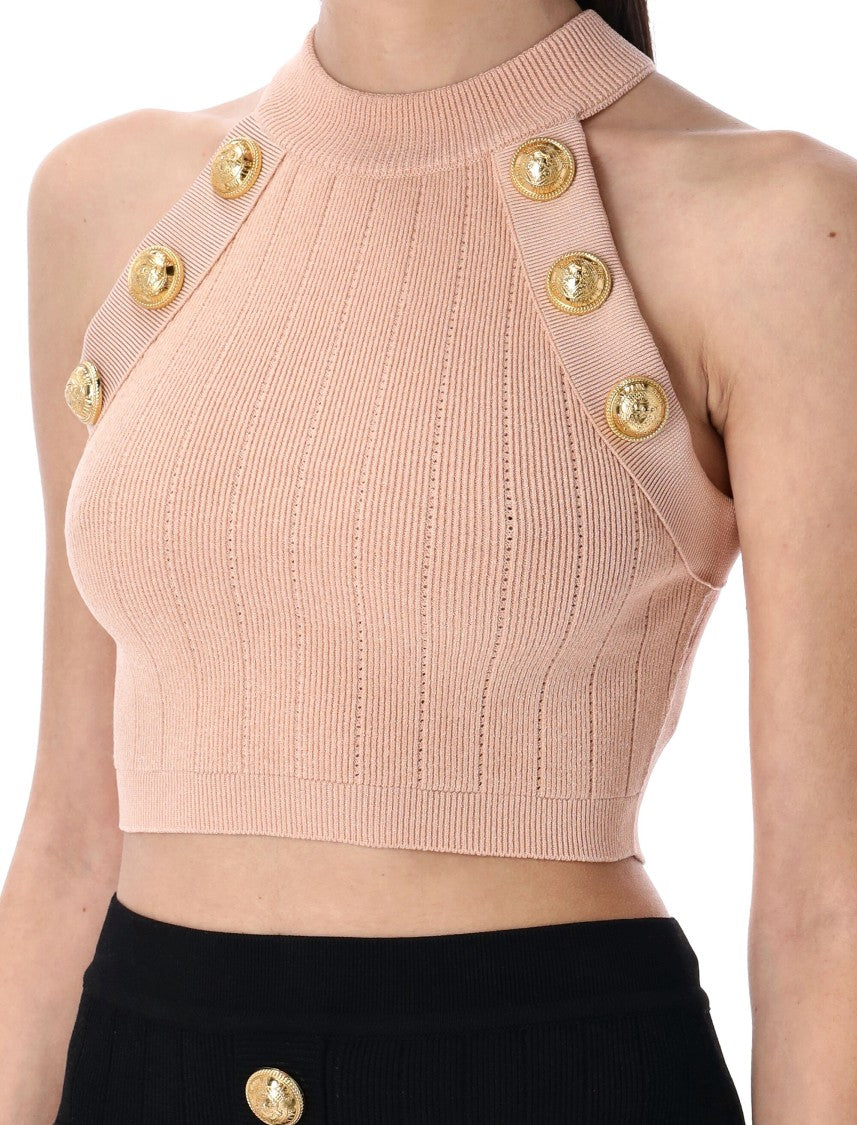 Balmain Ribbed Knit Halterneck Top