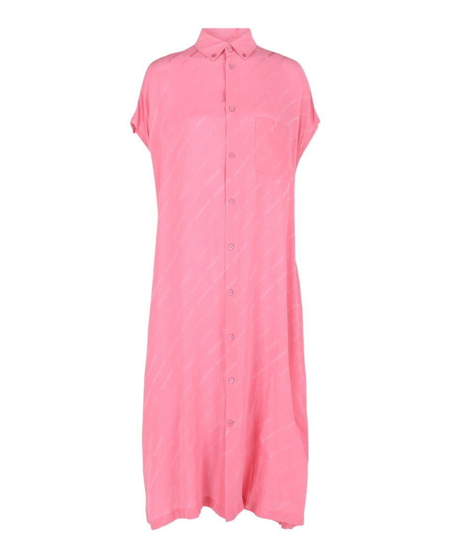 Balenciaga Allover Logo Rawcut Sleevless Dress