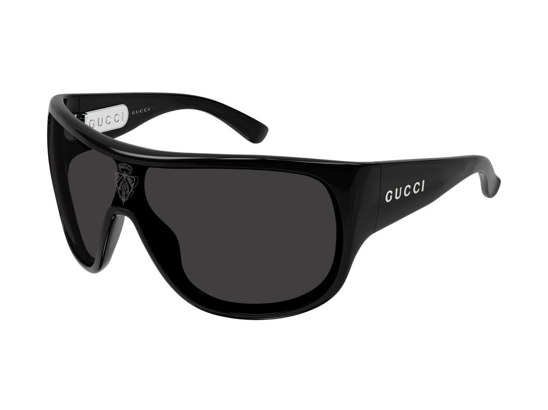 Gucci Black Gg2175sa Glossy Shield Oversized Sunglasses