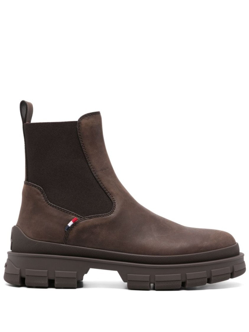 Moncler Ankle-High Multicolour Boots With Textured Leather And Rugged Sole