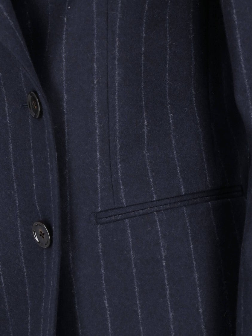 Lardini Blue Pinstripe Wool Double-Breasted Blazer