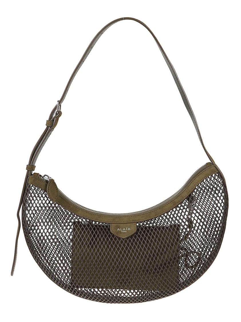 Alaïa Curved Brown Suede And Mesh Shoulder Bag