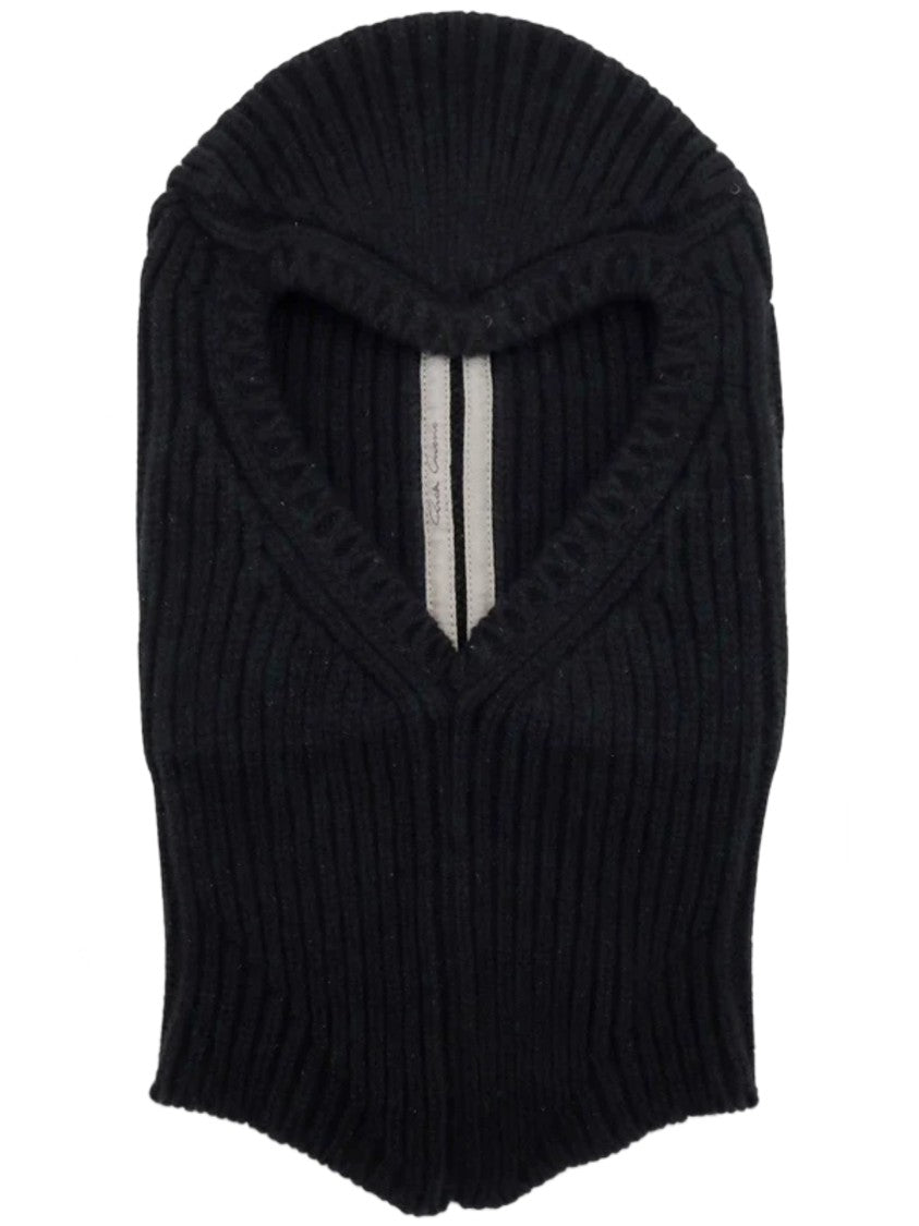 Rick Owens Ribbed Knit Balaclava With Heart-Shaped Cutout