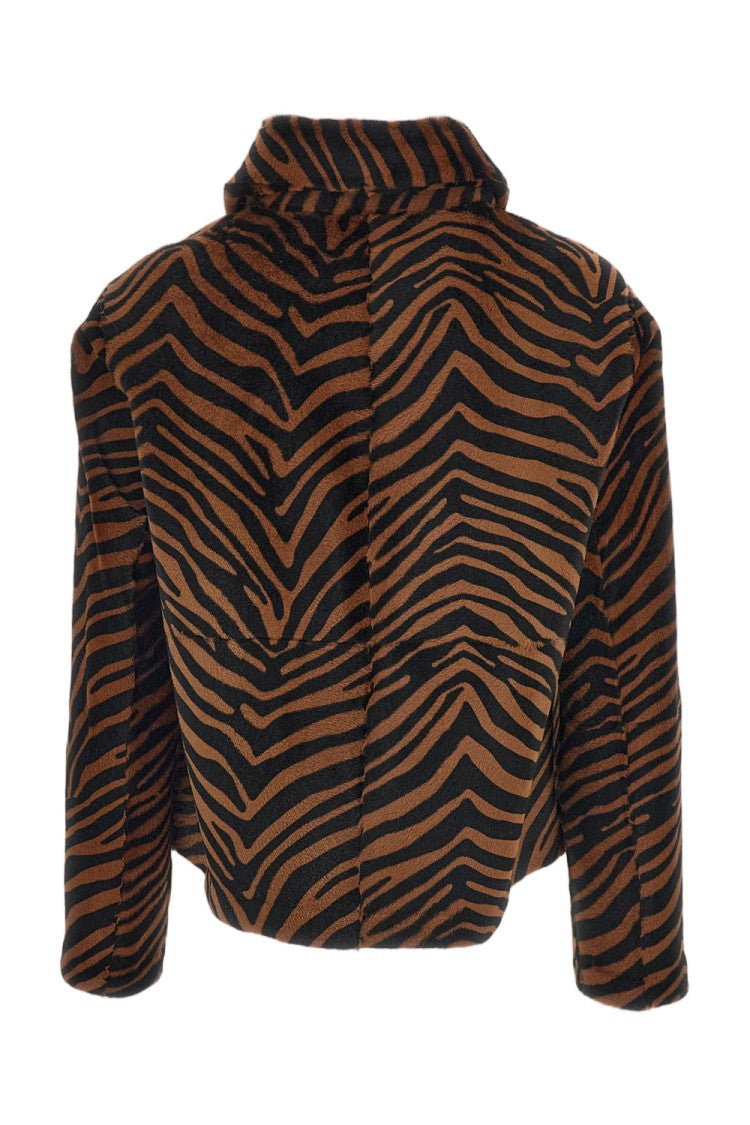 Parosh Brown Animalier Nappa Leather Jacket