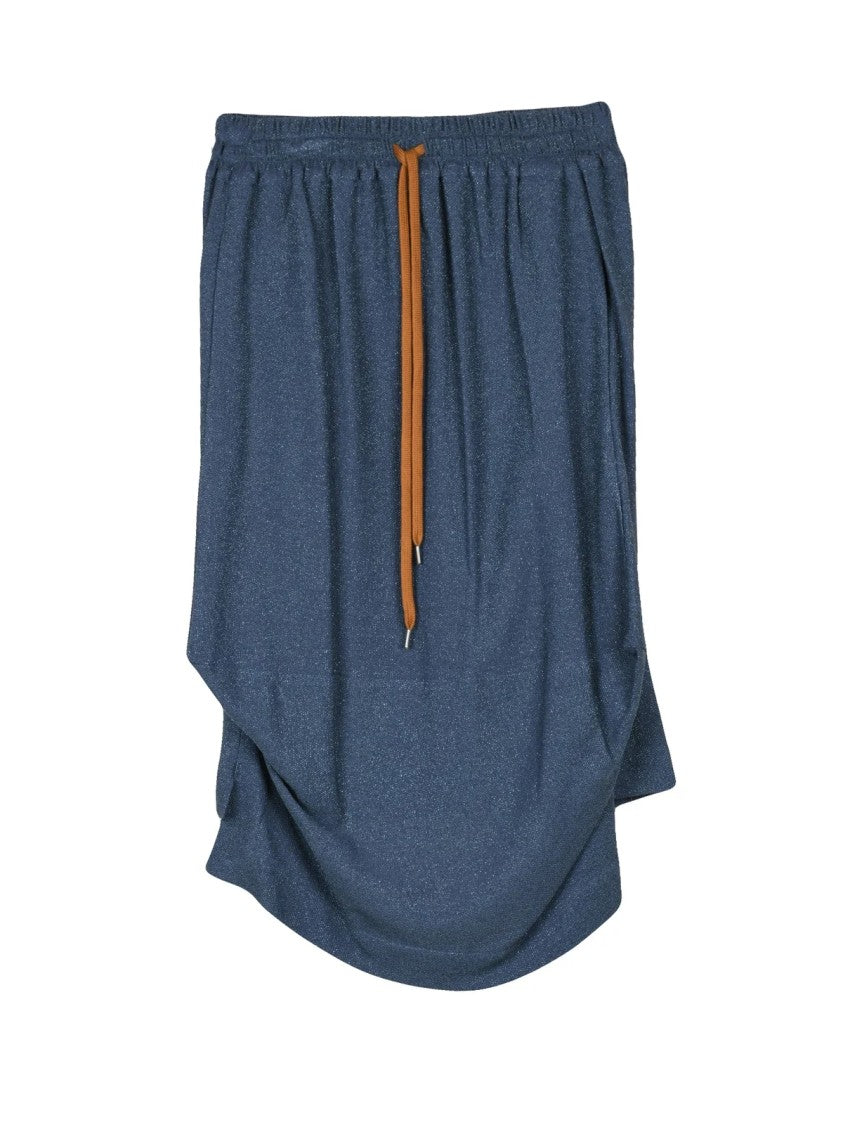 Vivienne Westwood Anglomania Longuette Lamé Skirt With Gathered Design And Drawstring Detail