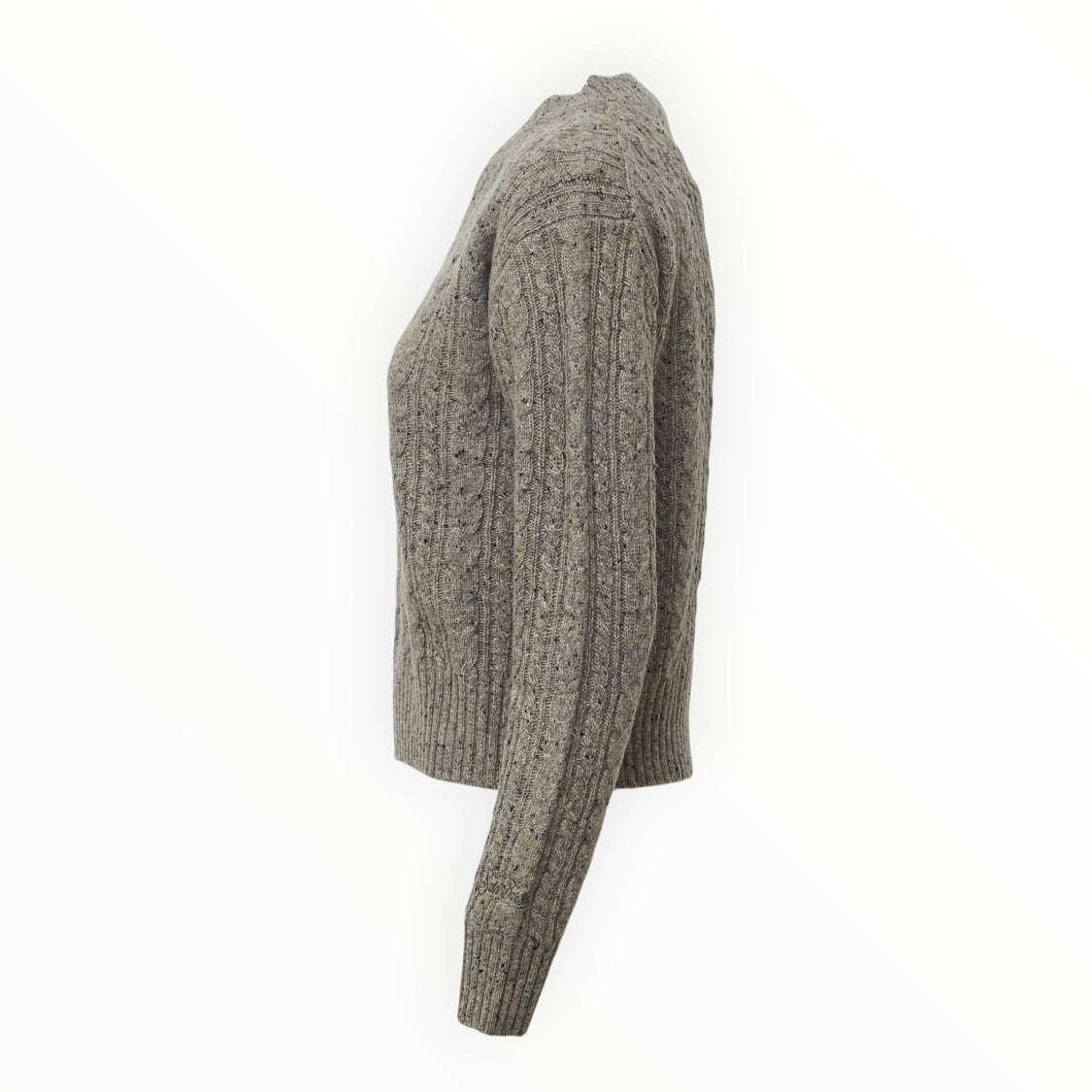Mc2 Saint Barth Lalia Taupe Cable-Knit Wool Sweater