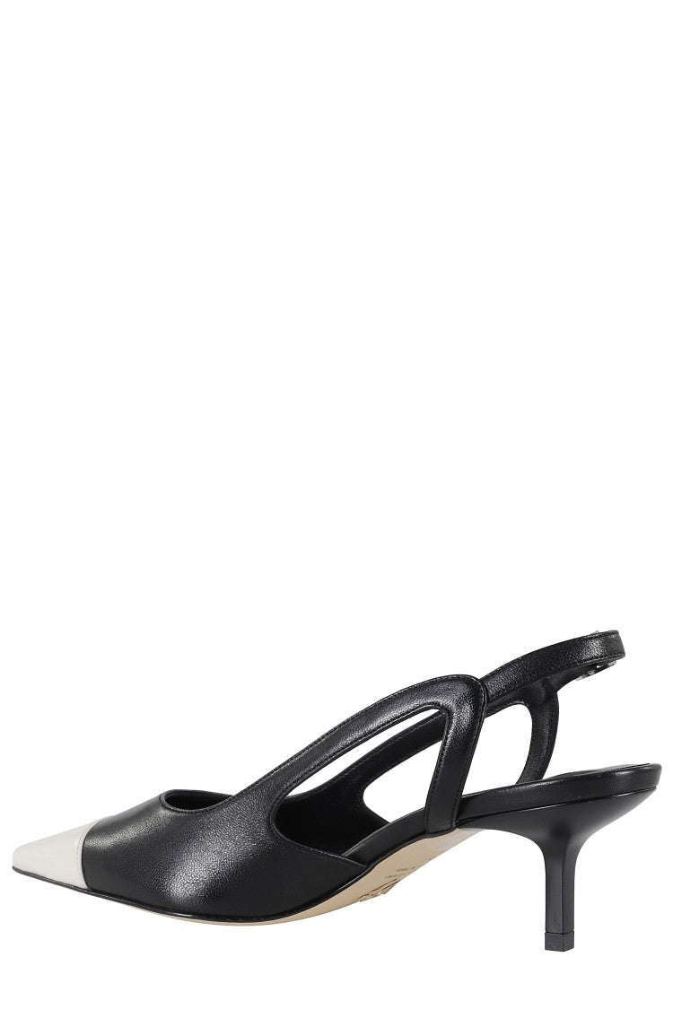 Giampaolo Viozzi Pointed Toe Nappa Leather Pumps With Adjustable Slingback