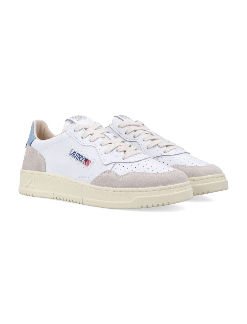 Autry Medalist Low White & Forget Me Not Suede Sneakers