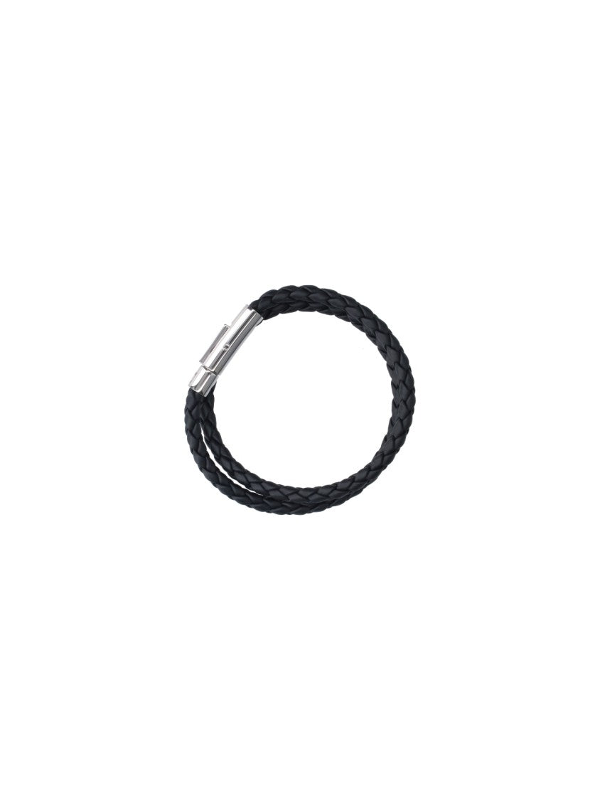 Tod's Black Mycolors Braided Leather Bracelet