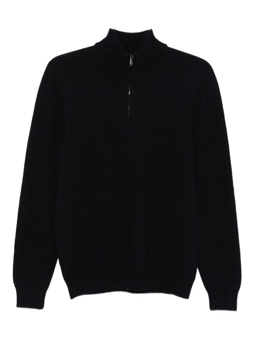 Drumohr Long Sleeve Mock-Neck Zip Sweater