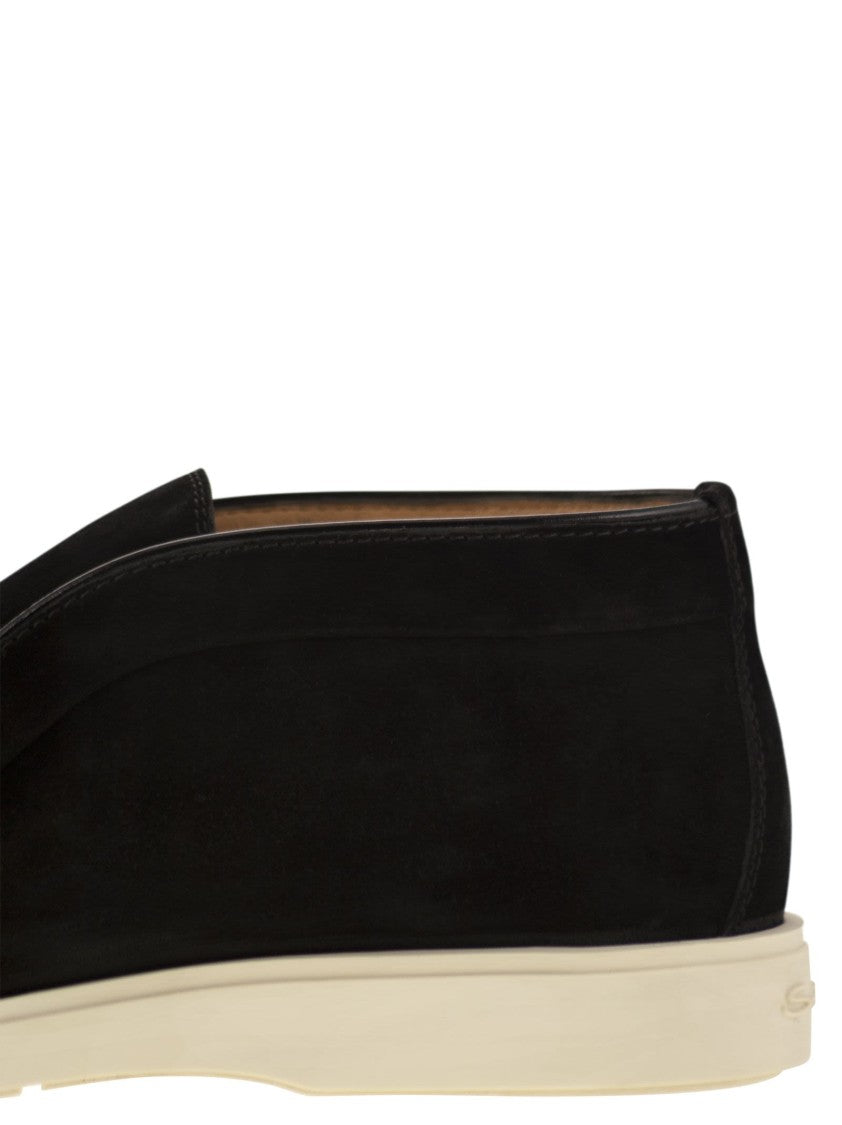 Santoni Black Suede Desert Boot