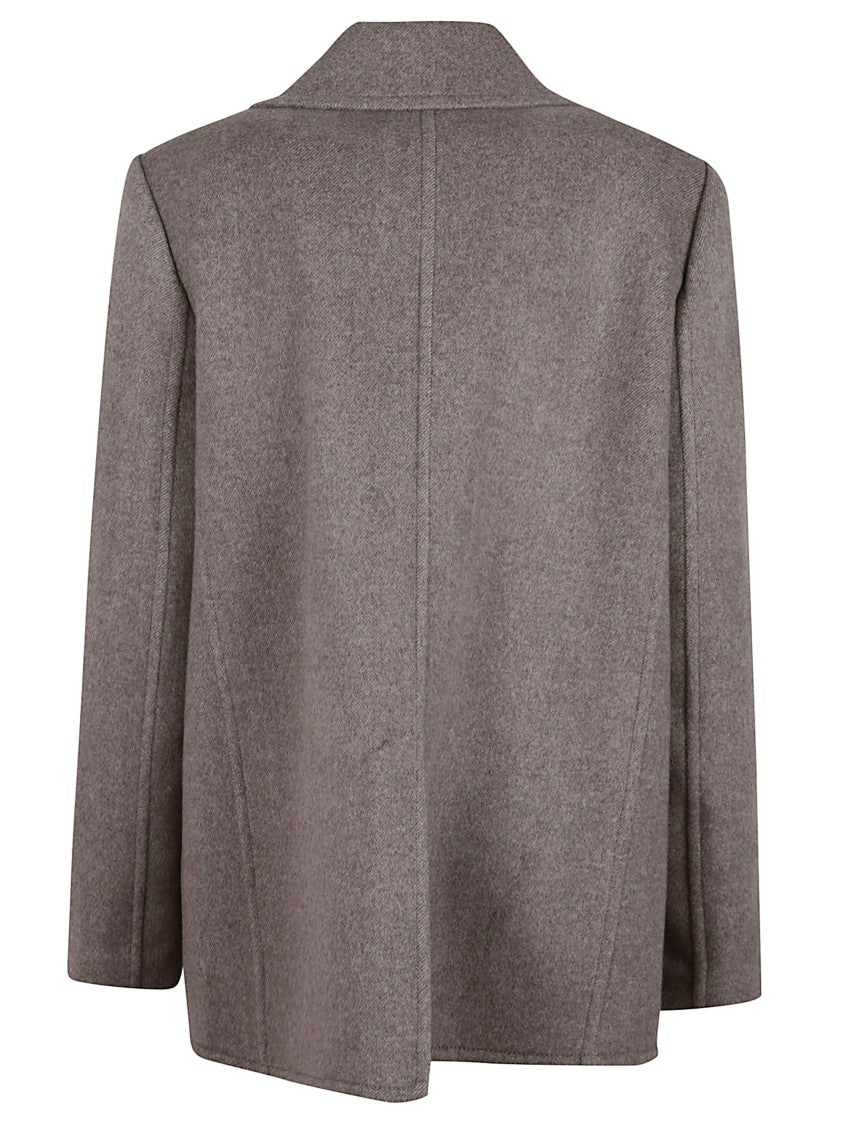 Tory Burch Mocha Double-Face Wool Jacket With Flap Pockets