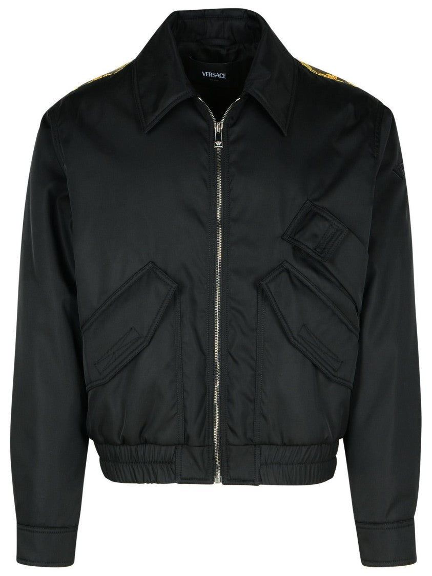 Versace Bomber Jacket In Black Polyamide