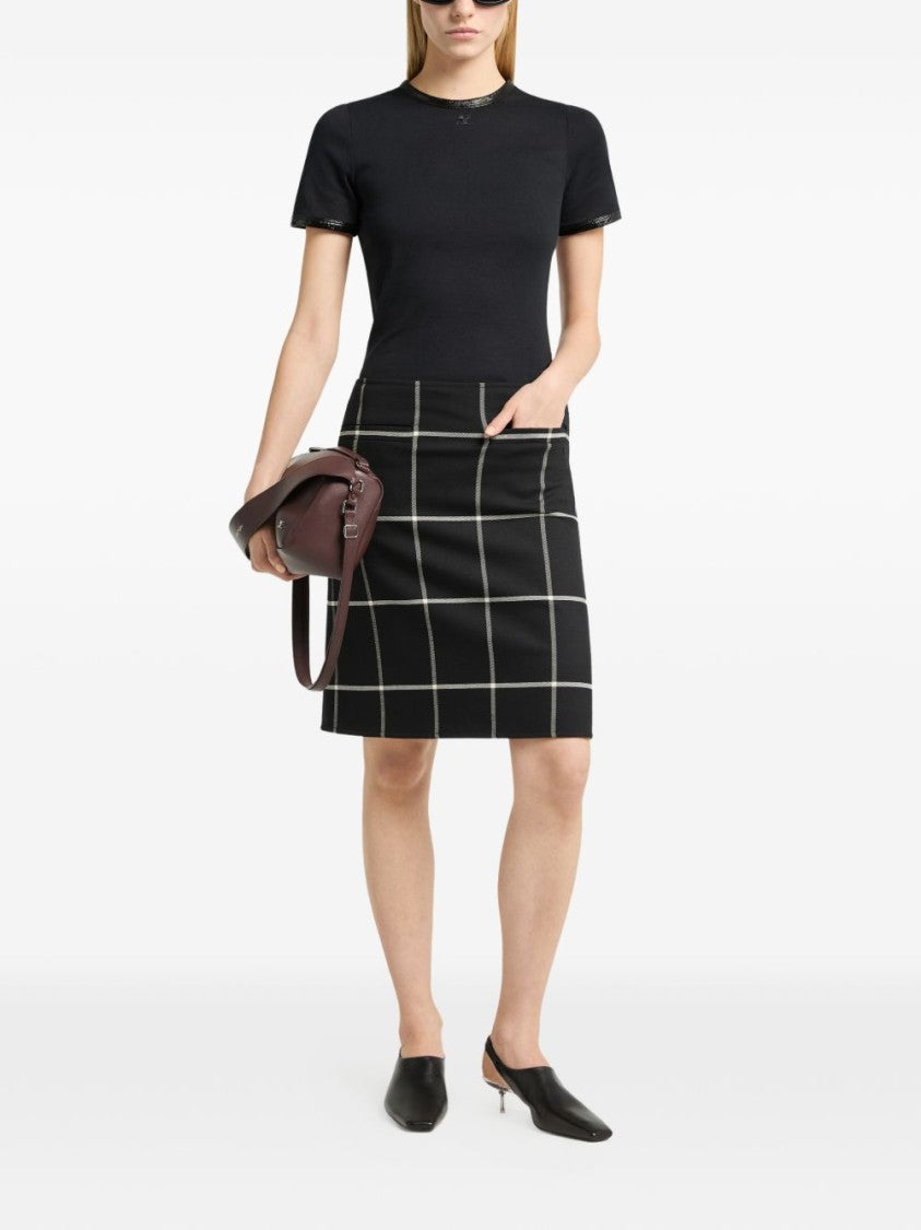 Courrèges Black Fitted Glossy Trim T-Shirt