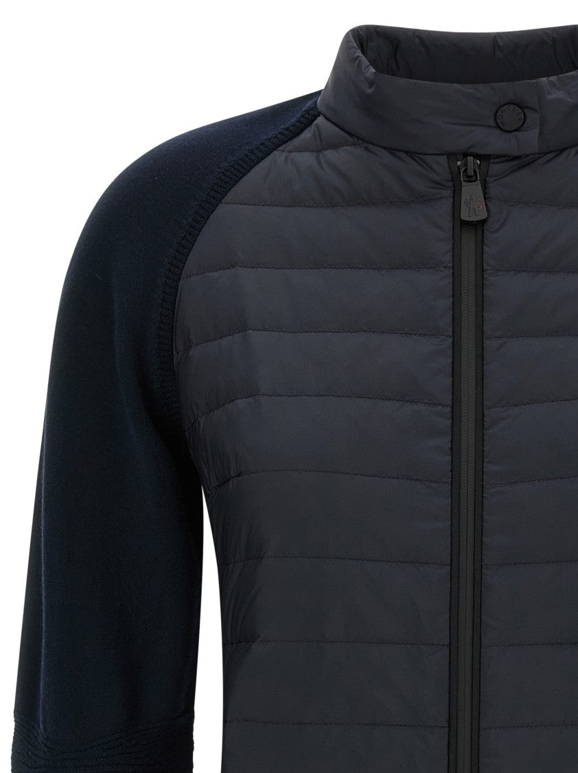 Moncler Grenoble Quilted Goose Feather Padded Cardigan With Stretch Viscose Blend Design
