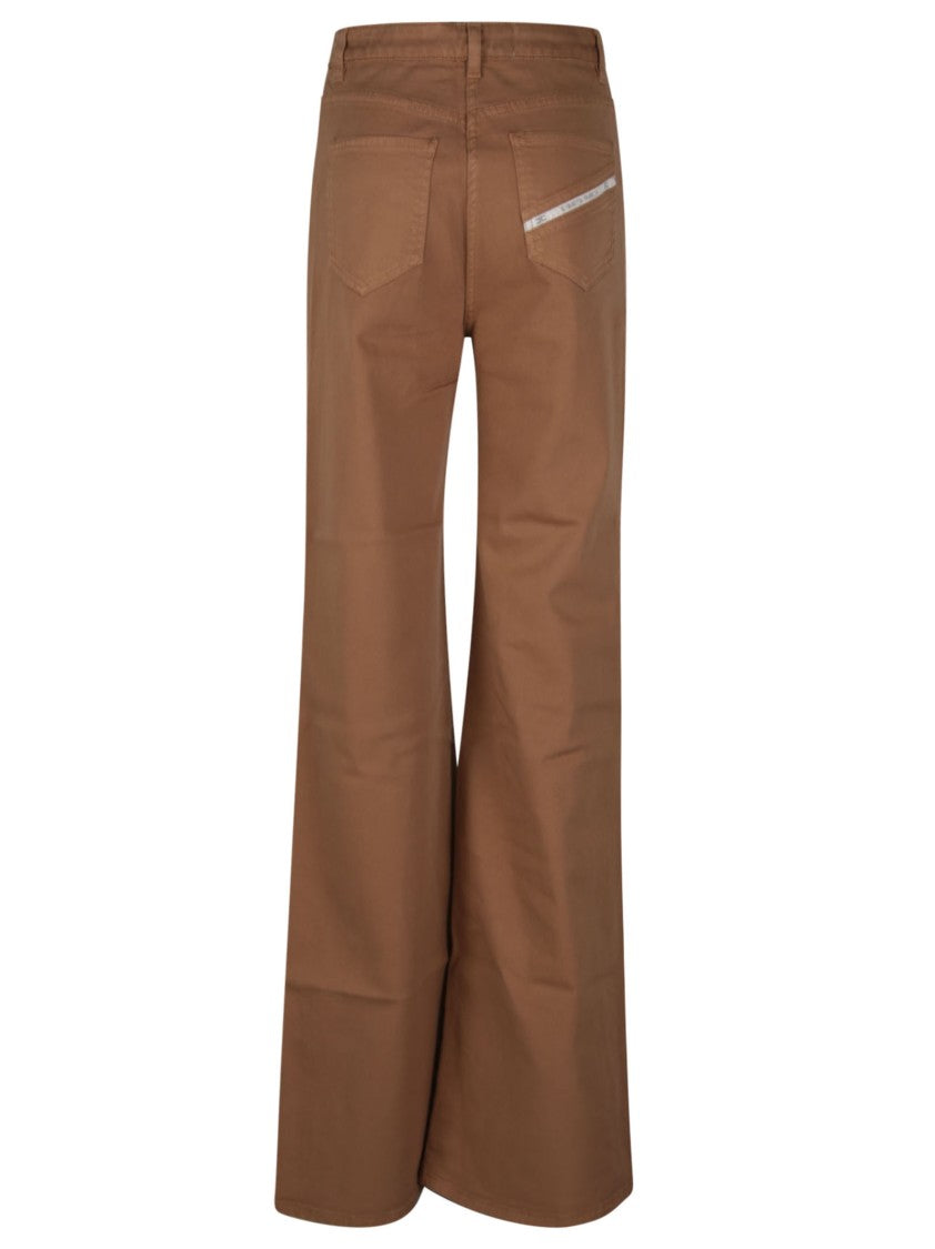 Elisabetta Franchi High Waisted Wide Leg Cotton Jeans