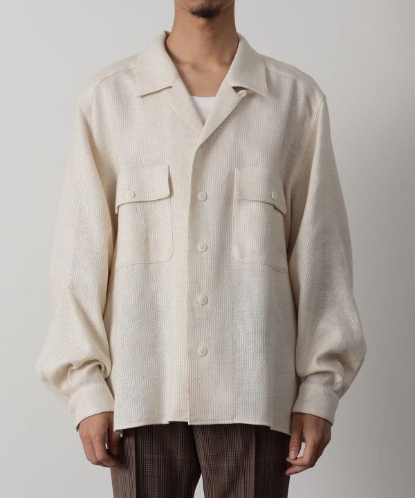 Beams Open-Collar Boxy Shirt With Voluminous Sleeves