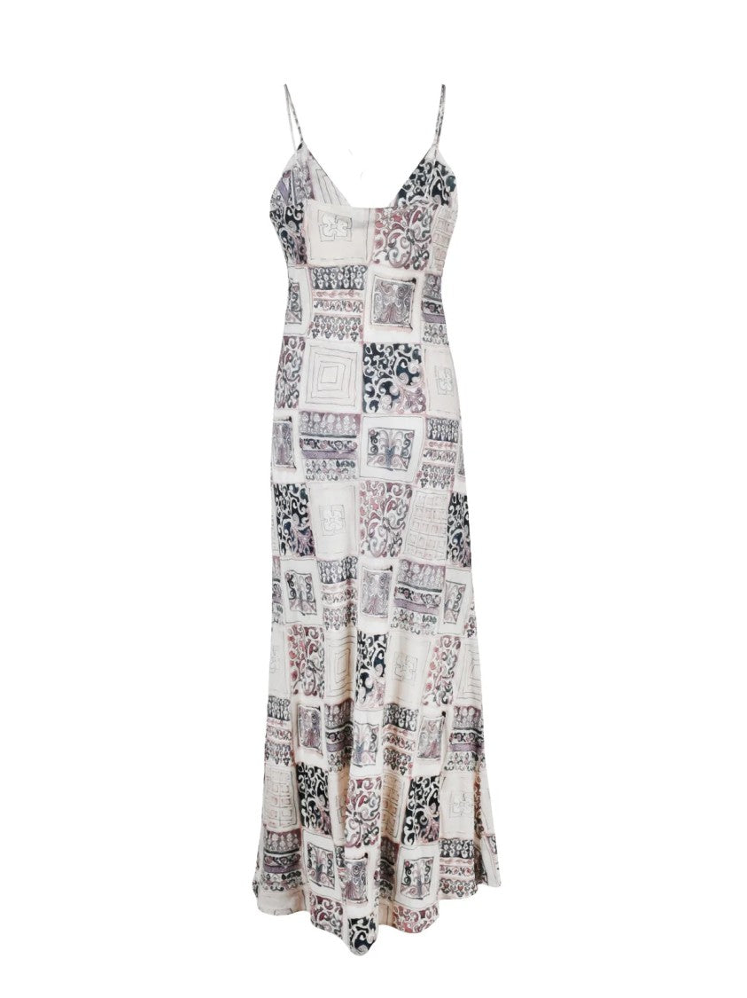 Eleventy Blue Pink Long Linen Dress