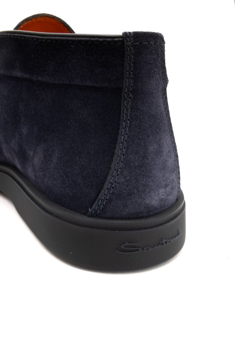 Santoni Suede Slip-On With Rubber Sole