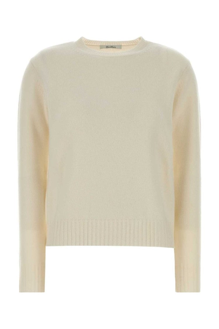 Max Mara Minimalist White Sweater With Classic Fit And Soft Texture