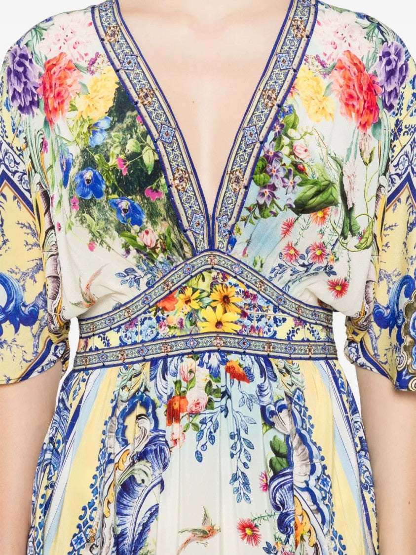 Camilla Fitted-Waist Silk Maxi Dress