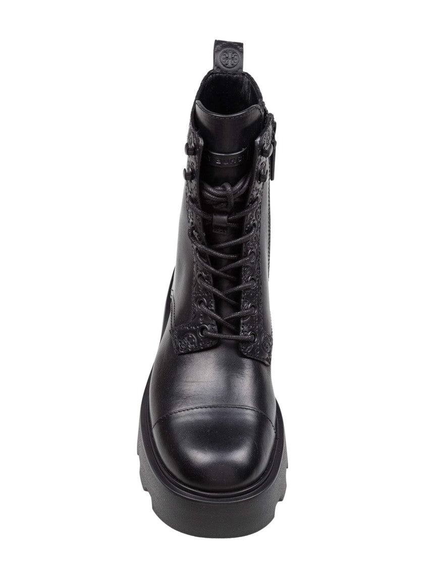 Tory Burch Leather Ankle Boot With T Monogram In Black